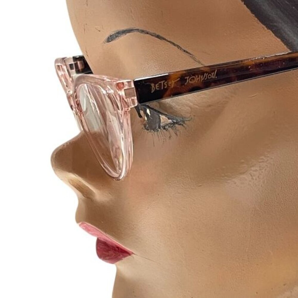 Betsey Johnson +2.00 Reading Glasses Readers Pink Frame Tortoise Cat Eye - Picture 3 of 3